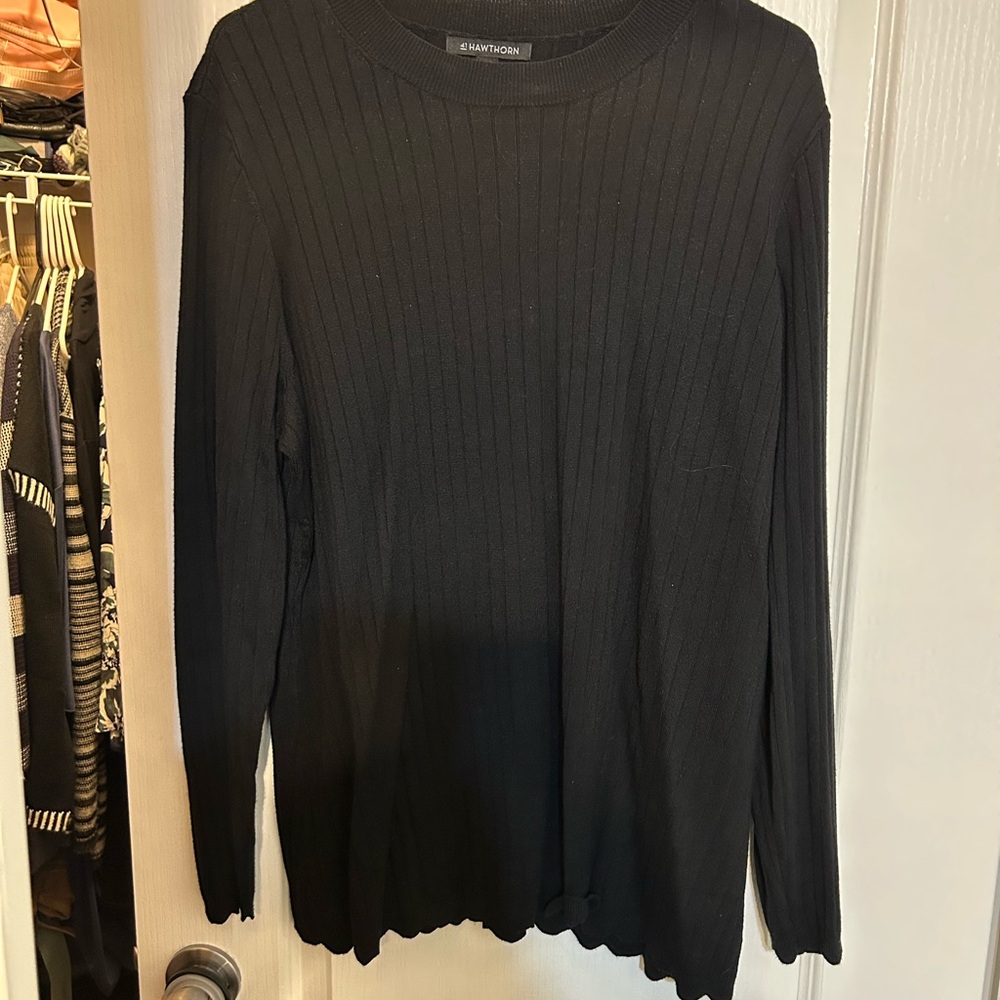 41 Hawthorn Black Ribbed Crew Neck Sweater